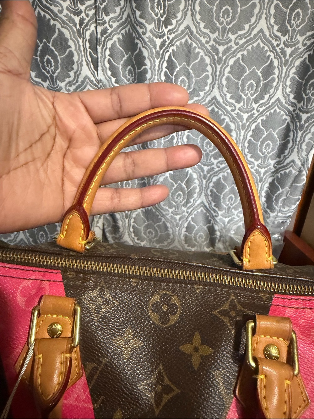 Louis Vuitton Brown Monogram Speedy with Pink V Graphic - Picture 9 of 16